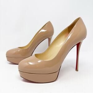 Christian Louboutin Dirditta 130 Patent Leather Nude Platform Heels EU 39